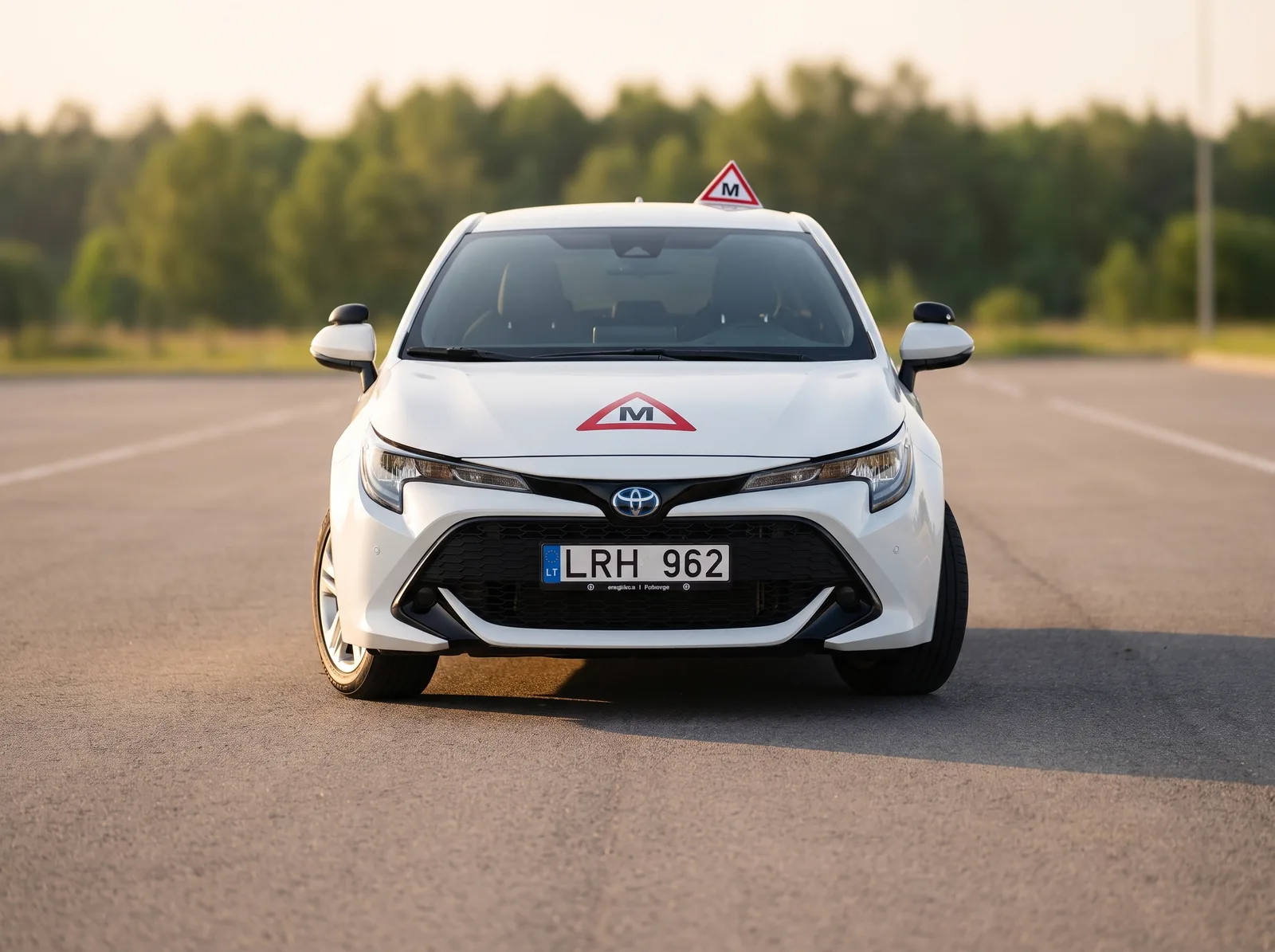 Autosiekis mokomasis automobilis vairavimo aikštelėje